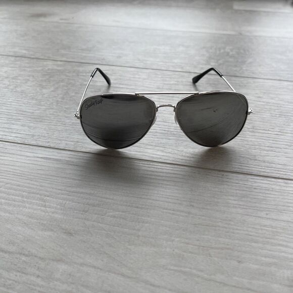 Shady Ray's Aviator Men's Sunglasses Polarized Used Silver Frame Black Lens.READ - Picture 3 of 16